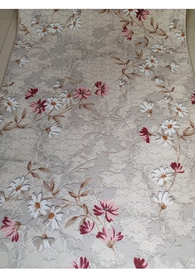 Çiçekli Kaymaz Yolluk - Yıkanabilir Dört Mevsim Halı Salon, Banyo, Balkon, Genç Odası Yeşil