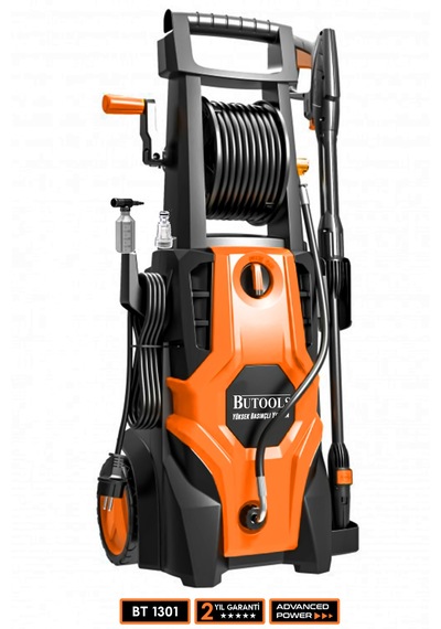 Butools ST-15 140-6 PowerControl 180 Çelik Şanzuman Musluk ve Kovadan Çekme Yüksek Basınçlı Bahçe Oto Yıkama Makinesi Turuncu