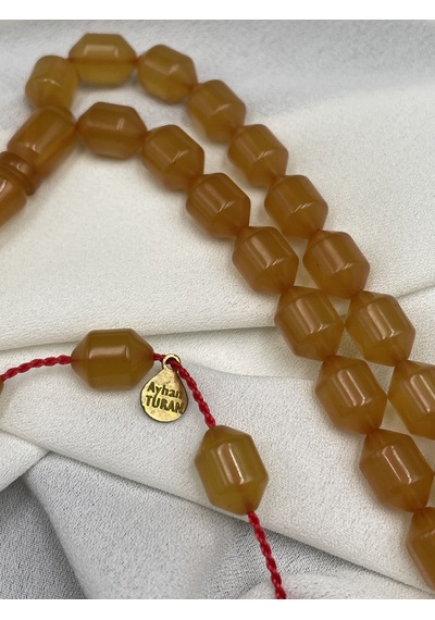 El Boy Kapsül Kesim Bal Sarısı Sıkma Kehribar Tesbih 7x10 Mm Sarı