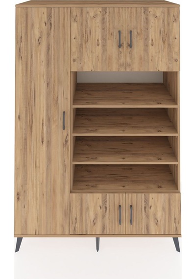 Kronos Dolap 10 Raflı 5 Kapaklı 132x59x195 Çam-çam/çam Çam