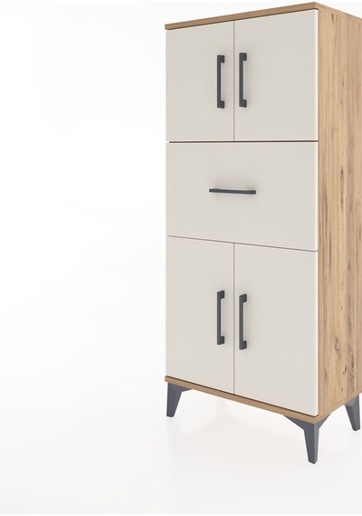 Hyperion Dolap Tek Raflı Tek Çekmeceli 4 Kapaklı 60x44x134 Ça... Çam
