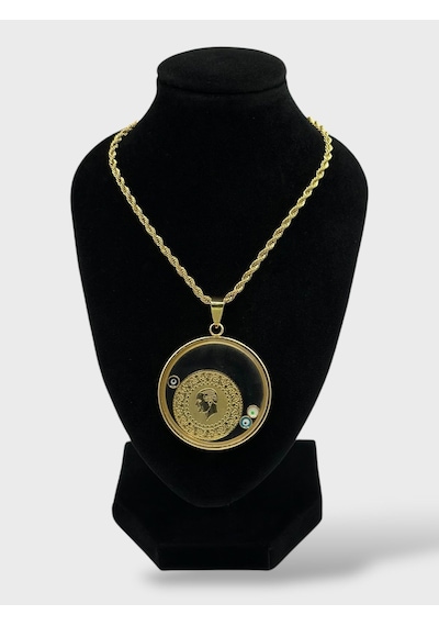 Arnes Jewelry Çelik Yarım Altın Takılabilir Nazar Boncuklu Kolye Ar608nes Gold