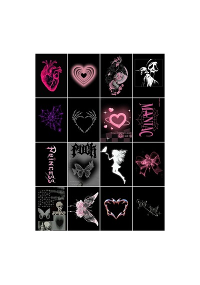 Gotik Figür- Maniac Çoklu 16'lı Sticker Seti Diğer