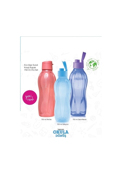 Eco Şişe Suluk 750 Ml 3 Lü Mavi-gece Mavisi-pembe