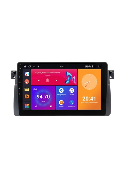 Bmw 3 Serisiuyumlu E46 Android Multimedya Sistemi 1997-2005 8+256 Gb Premium Ekran Yazılımsal 9"
