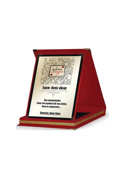 Kişiye Özel Kırmızı Plaket öğretmenler Günü Temalı-9