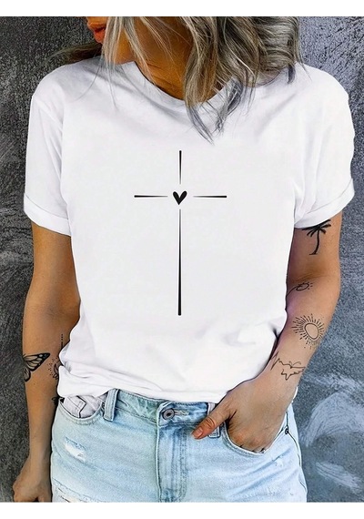 Flood Of Style Kadın Beyaz Aim Kalp Baskılı Oversize T-shirt