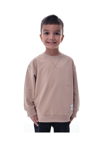 Erkek Çocuk Bej Sweatshirt %100 Pamuk 12 Ay 5 Yaş Rahat Kalıp Basic Günlük Üst Bej