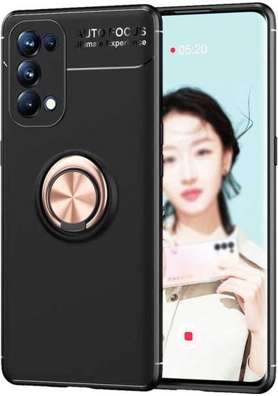 Oppo Reno 5 5g Kılıf Zore Ravel Silikon Kapak Siyah-Rose Gold