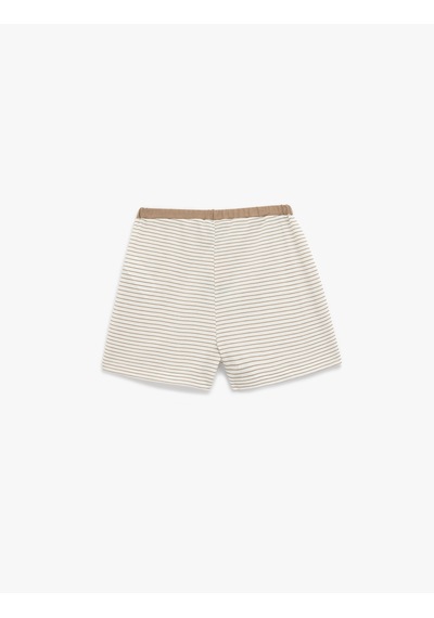 Koton Rahat Kalıp Şort Pijama Altı Bej Çizgili 6wlk80013mk Ekru Çizgili Koton Rahat Kalıp Şort Pijama Altı Bej Çizgili 6wlk80013mk Ekru Çizgili