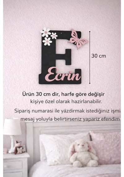Genç Kız Odası Kapı Veya Duvar Süsü Kişiye Özel Harfe Özel İsim No 09