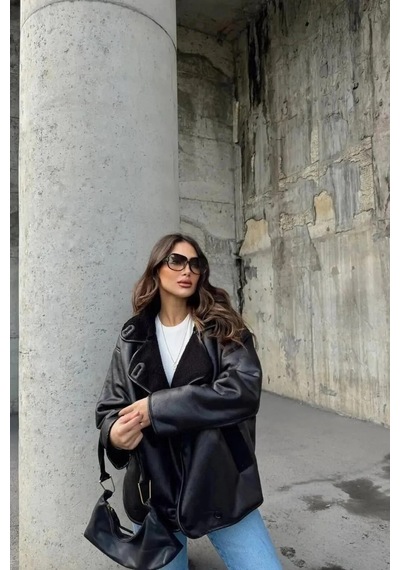 Candybia Kadın Siyah Oversize Ceket Siyah Siyah