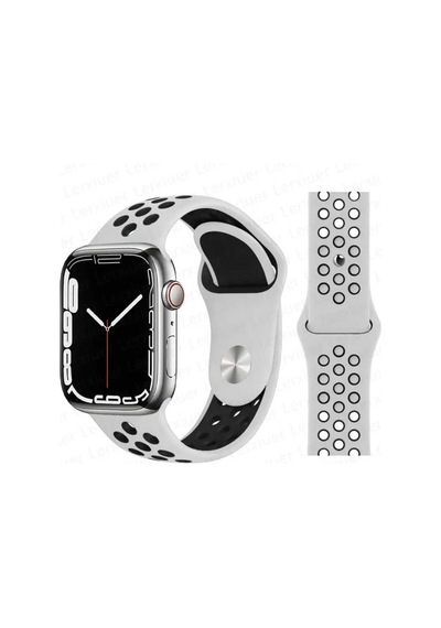 Apple Uyumlu Watch  9-8-7-6-5-4-3-se-ultra-ultra 2 / 42-44-45-49 Mm   Delikli Nike Silikon Spor Kordon