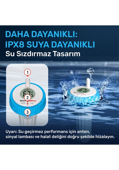 Thermopro Tp211b Yüzen Kablosuz Su Geçirmez Sensör+monitör Havuz Sıcaklık Termometresi