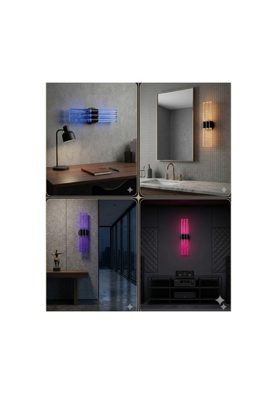 Bubbleflux Trio Large 51 Cm Modern Tasarım Led Aplik - Duvar Lambası - Siyah - Elektrikli - Rgb Kumandalı Çok Renkli