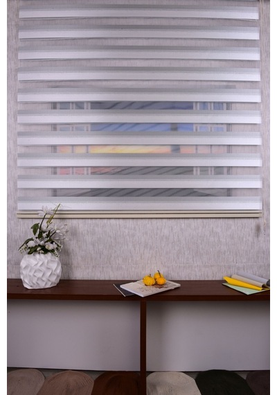 Açık Gri Kendinden Desenli Etek Dilimsiz Ds11747 V3 Zebra Stor Güneşlik Perde