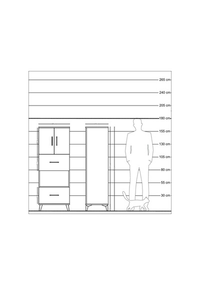 Hyperion Dolap 3 Raflı 2 Çekmeceli 2 Kapaklı 60x44x163 Aytaşı-antrasit Aytası