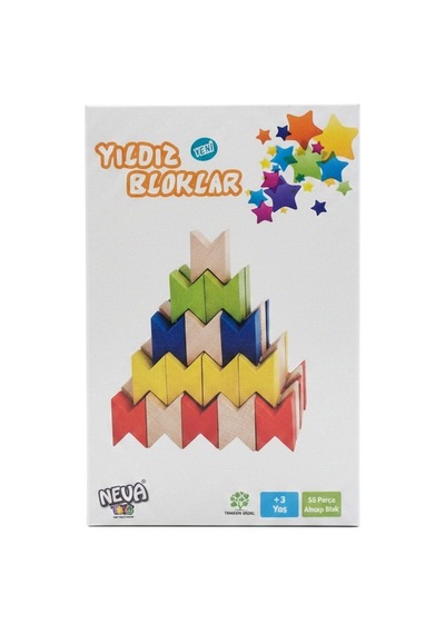 Ahşap Yıldız Bloklar 55 Parça Eğitici Denge Ve Yapı Oyunu
