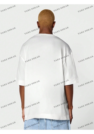 Startmore Düz Erkek 4 Baskısız Baskılı Oversize Kalıp Unisex T-shirt Beyaz