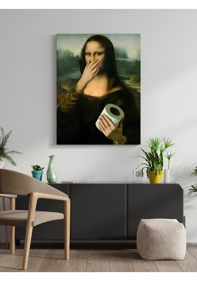 Peçete Tutan Monalisa Canvas Tablo Ev Ofis Mutfak Dekorasyonu Kanvas Duvar Tablo
