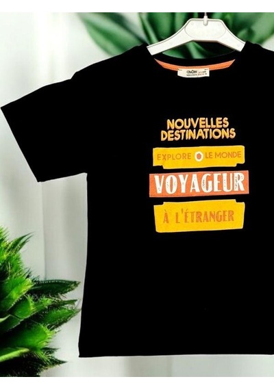 Zekids Erkek Çocuk Lemonde Baskılı Pamuklu Tshirt-14062-siyah Siyah
