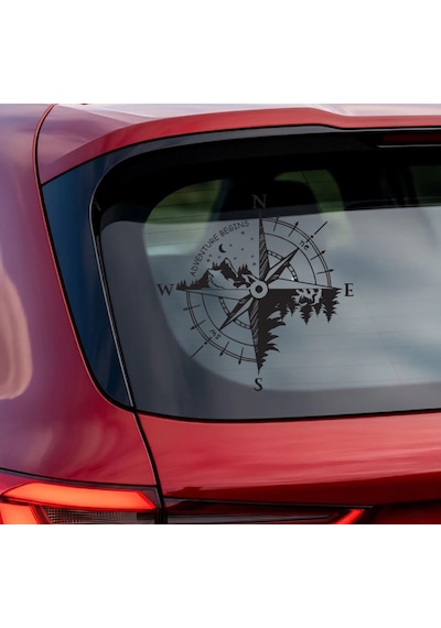 Pusula Kamp Ve Orman Sticker - Araba Pickup Karavan Sticker - 4x4 Off Road Kamp Adventure Sticker - 00301 30x30 Cm
