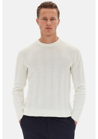 Twn Slim Fit Ekru Rib Örgü Kazak 3ec063302441m E01