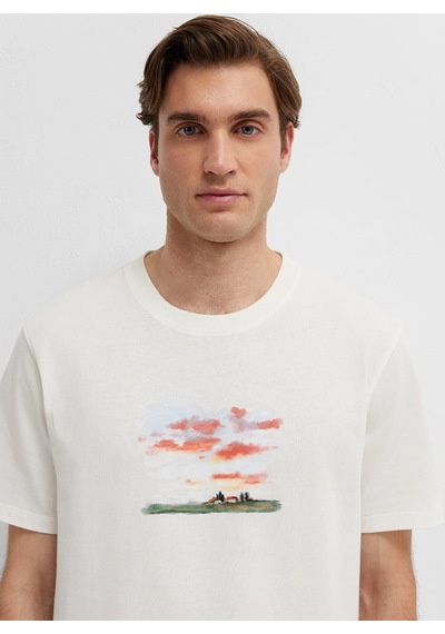 Mavi M0613669-70057 Mavi Baskılı T-shirt Erkek Tişort Beyaz