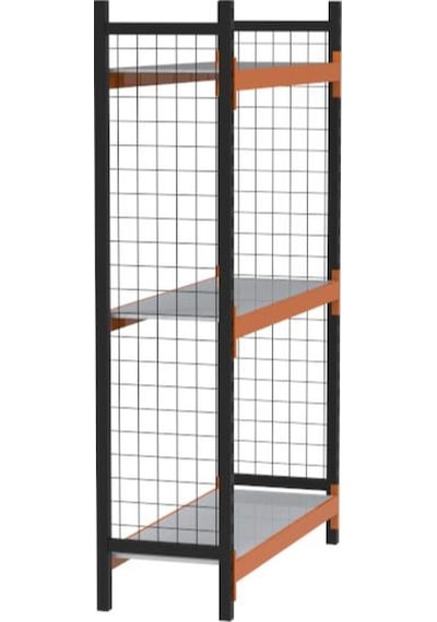 3 Katlı Duble Dekoratif Midi Rack - Ekonomik Depo,arşiv, Kiler Rafı Siyah-turuncu-46x90 Cm-100 Cm Çok Renkli