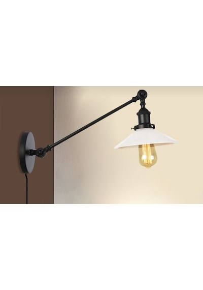 Mylights Kablolu Ahanatarlı Fişli Duvar Aplik Okuma Lambası Apli Siyah