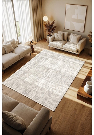 Cotto Motto Tt004a Krem Halı Modern Desen Pamuk Taban Yıkanabilir Salon Mutfak Oturma Odası Halısı