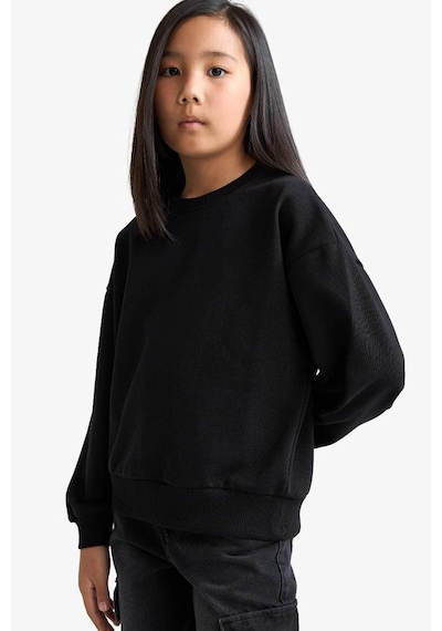 Defacto Siyah Kız Çocuk Sweatshirt E6473a8/bk81 Siyah