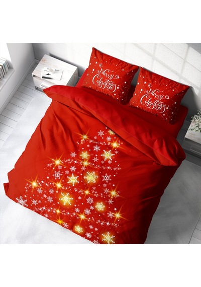 Monohome Yılbaşı Süsü Merry Christmas 3D  Çift Kişilik  Nevresim Takımı Kırmızı