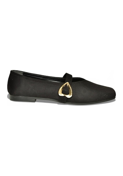 Fox Shoes Y726632602 Siyah Süet Kalp Toka Detaylı Kadın Babet Siyah