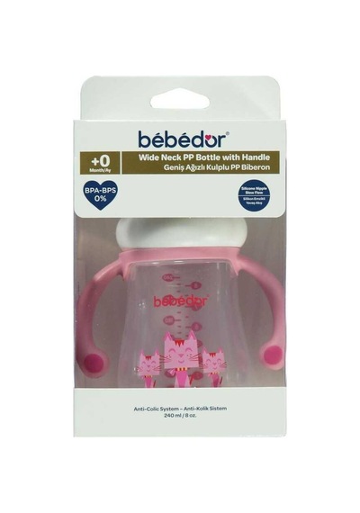 Bebedor Geniş Ağızlı Kulplu Pp Biberon 240 ML 99322 Çok Renkli