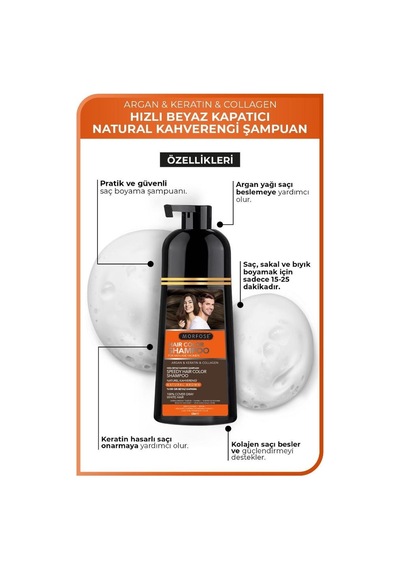 Morfose Naturel Kahverengi Şampuan Argan Keratin Kolajen Büyük Boy 420 ML