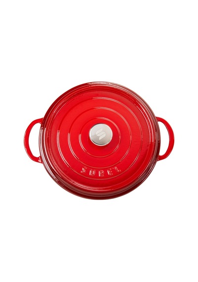 Sürel Aroma Kapak Degrade Kırmızı Yuvarlak Döküm Tencere 32 Cm