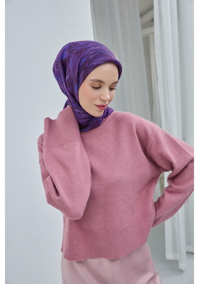 Silk Home Viskon Velora Eşarp Erguvan Mor Desenli Yumuşak Dokulu Tok Duruşlu 90x90 Çok Renkli