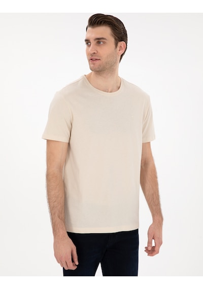 Pierre Cardin Erkek Bej Tişört Basic 50306980-vr011 Bej