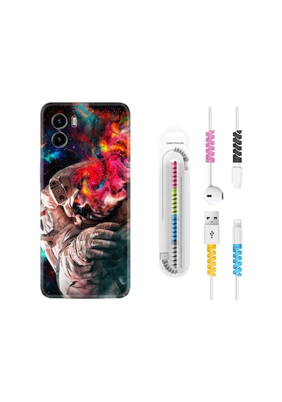 Vivo Y15S Kılıf Kablo Koruyuculu Fire Astronout 1847