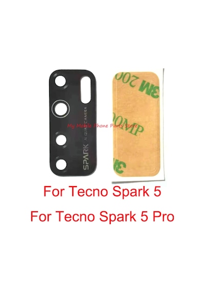 Tecno Uyumlu Spark 5 Pro Arka Kamera Camı Lensi (Çıtasız Sade Cam)