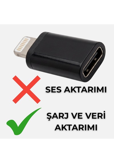 Lightning To Type C Çevirici Adaptör, Siyah