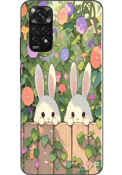 Redmi Note 11 - 11s Uyumlu Tavşan Kardeşler Baskılı Silikon Kılıf Renkli
