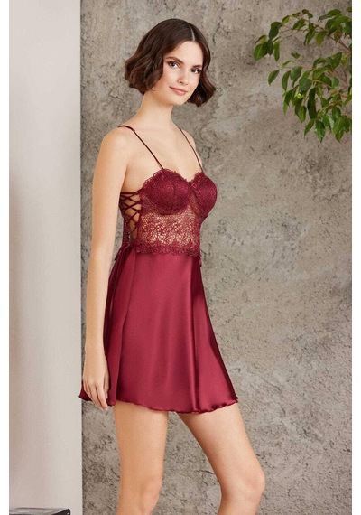 Pierre Cardin 6 Lı Saten Gecelik Çeyiz Takım Bordo