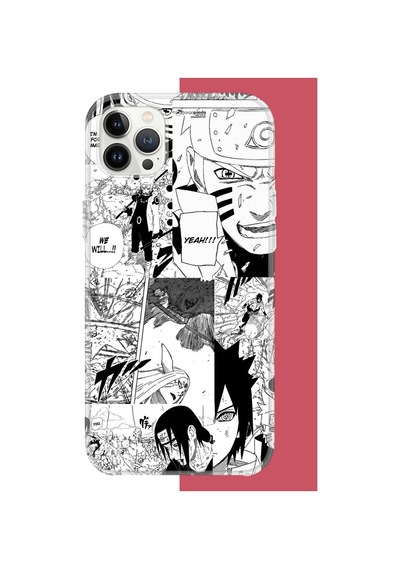 İphone 12-12 Pro Uyumlu Naruto Kolaj Uv Baskılı Silikon Kılıf Renkli
