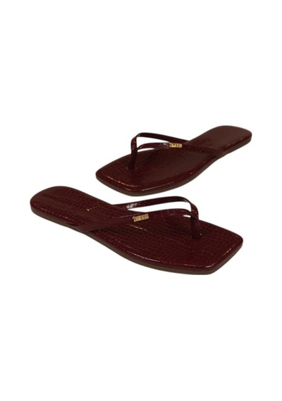 Kadın Kare Burun Crocodile Bordo Metal Logolu Şık Günlük Terlik-13654 Bordo
