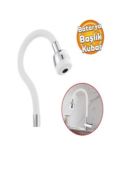 Oynar Başlıklı Spiral Renkli Kubar Lavabo, Mutfak Esnek Musluk Siyah Beyaz