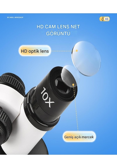 2 Li Set Çocuk Eğitici Biyolojik Mikroskop Kiti Zoom Led Işıklı 100x 400x 1200x St1200x Siyah