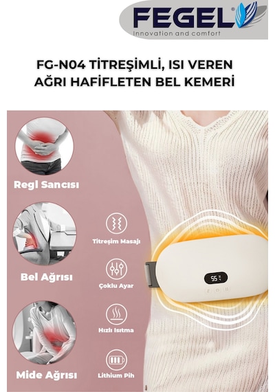 FG-N04 Akıllı Isıtmalı ve Titreşimli Bel - Karın Masaj Kemeri - Beyaz