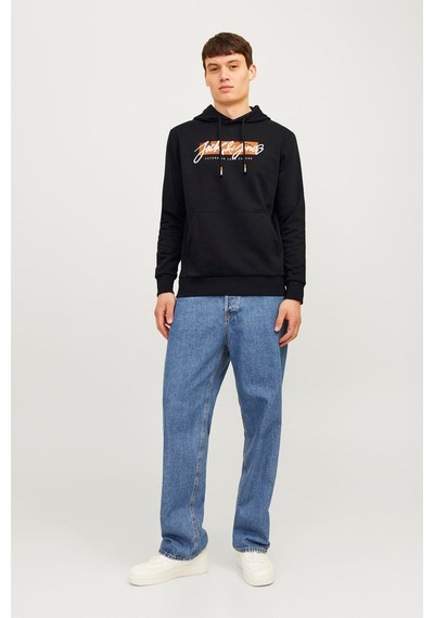 Jack & Jones Jjtıley Sweat Hood Ln Siyah Erkek Sweatshirt Siyah